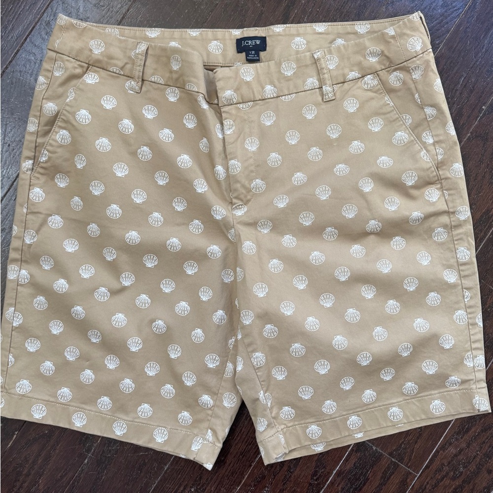 J. Crew Factory Tan Shell-Print Women's Bermuda Shorts
